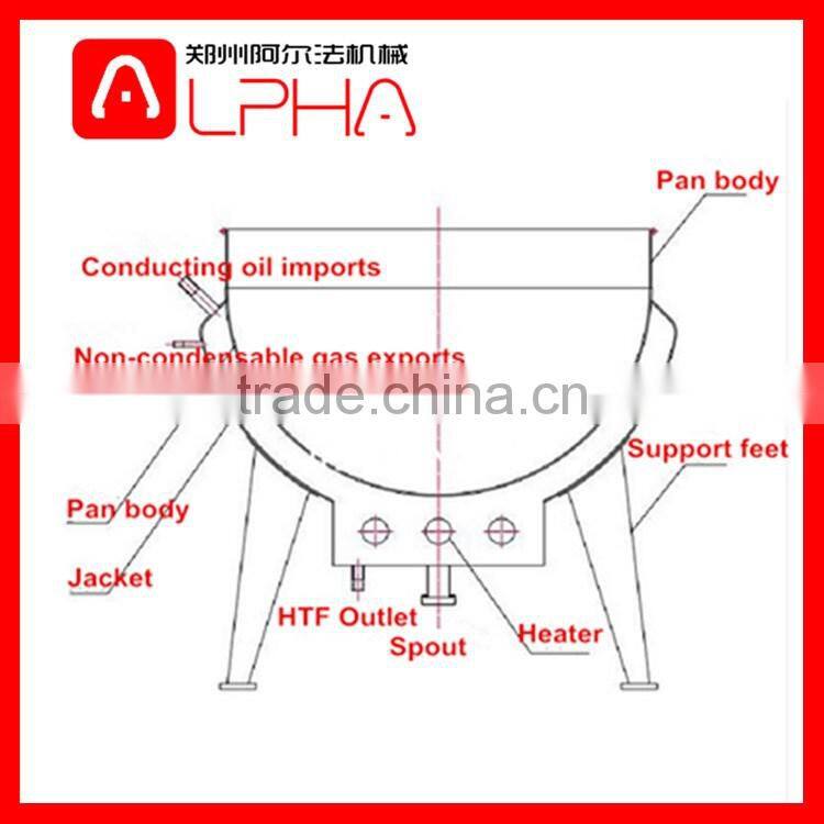 500Liter steam heating tilting jacketed kettle /candy cooking pot/ jacketed cooking pot