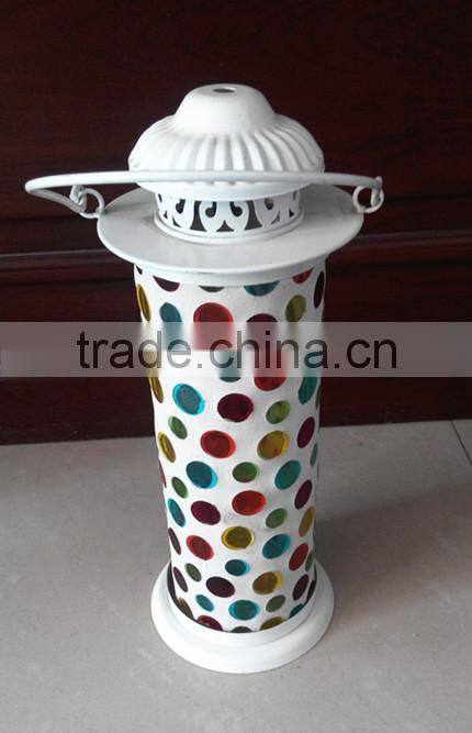 Glass mosaic lantern ,Moroccan lantern, White hanging lantern outdoor