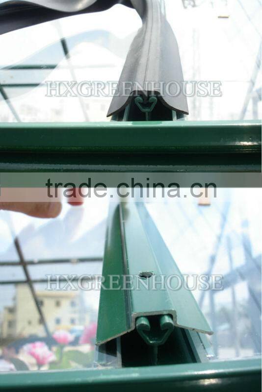 High performance green/gray powder coated alumin glass agricultural greenhousesum large