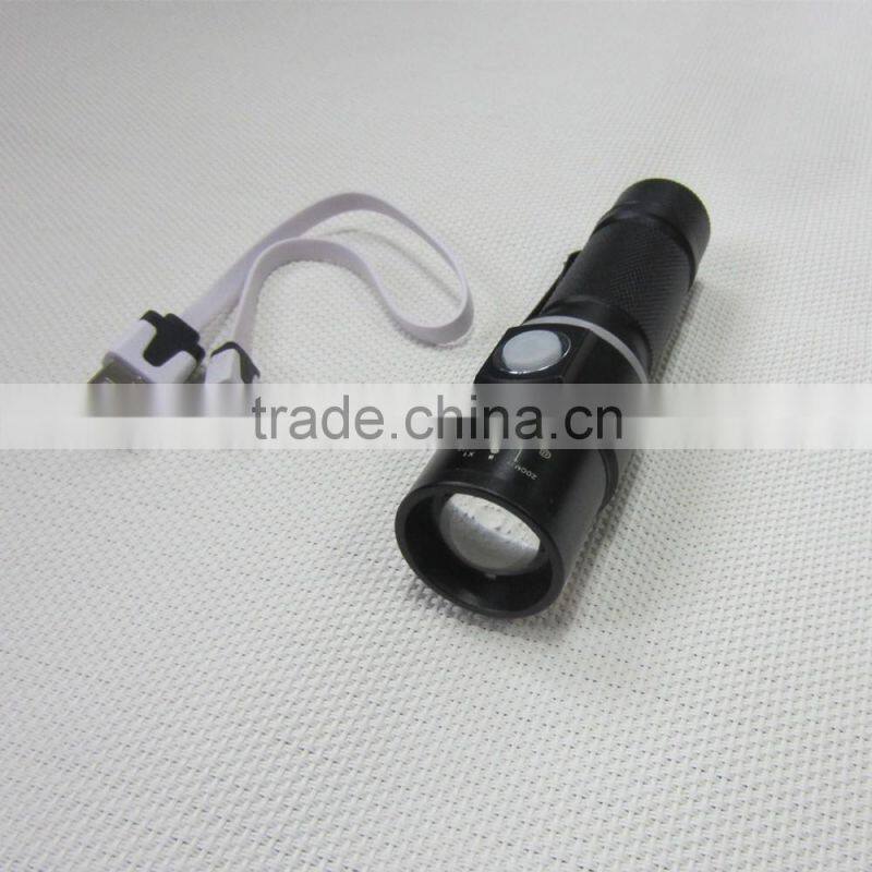 Multifunction 3 Modes Rechargeable Zoom Flashlight Torch Light