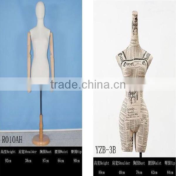 wooden arm fabric mannequin female for sale