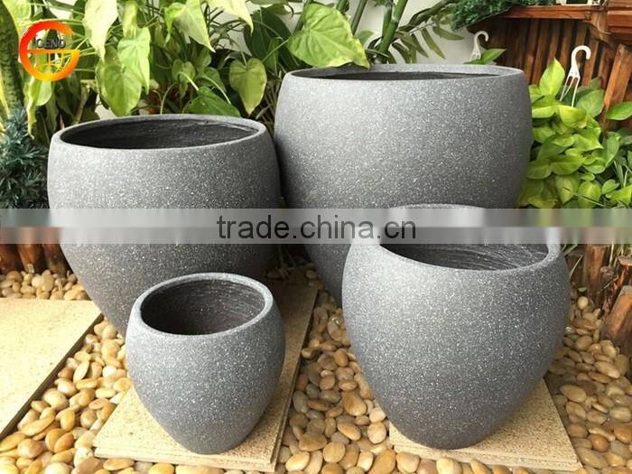 New style Fiberglass marble grey round pot
