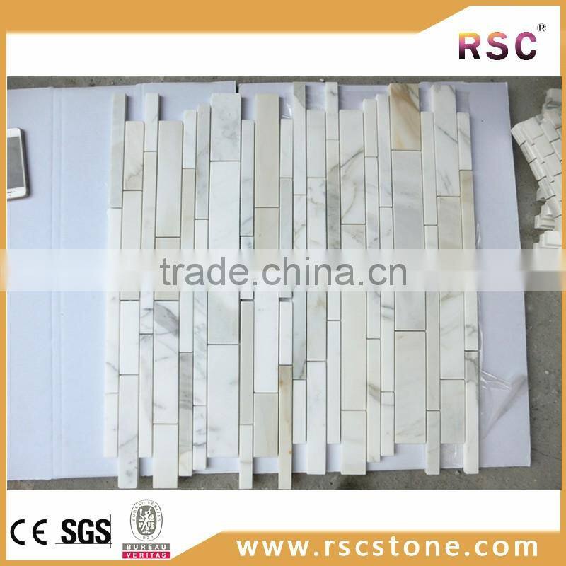 Long short strip calcutta gold marble mosaic