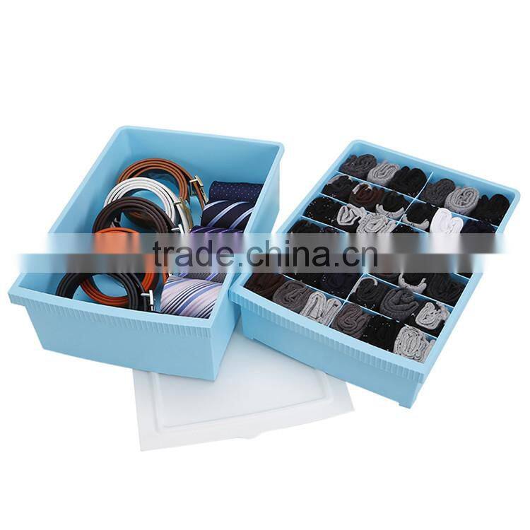 2014 New Hotselling Plastic Waterproof Storage Set Socks and Underwear Storage Box Design With One Lid