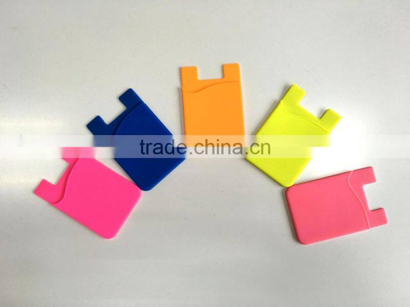 Cuntom made 3M adhesive smart phone pocket/silicone phone card holder