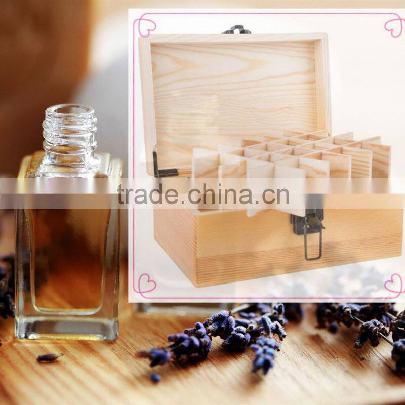 Professional customizable dividers holiday essential oil wood gift box with chic handle and clasp