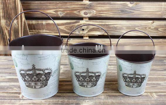 hot selling s/3 crown design metal bucket
