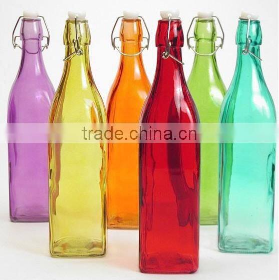 colorful spray colored glass table beer bottle with swing top lid