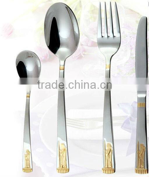 Stainless steel table knife sets with beautiful handle and golden color