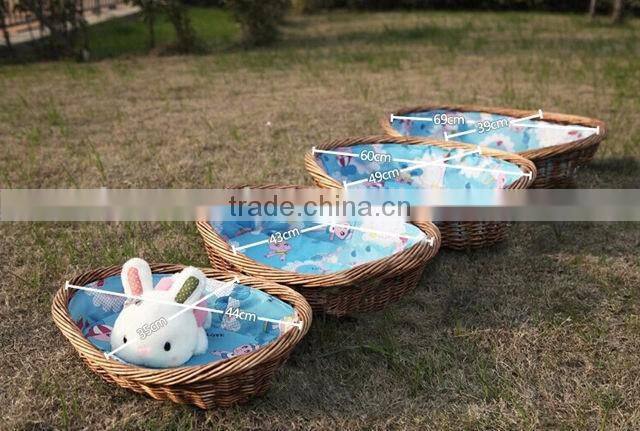 Hot sale cheap indoor cat houses wicker rattan pet house for dog