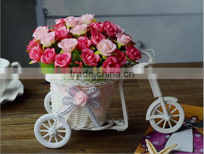 White Tricycle Bike Design Flower Basket Storage Container DIY Party Weddding casamento Decoration Supplies