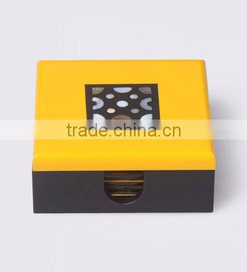 Lacquered wooden coasters/ Lacquer coaster set/ Showy lacquer coaster