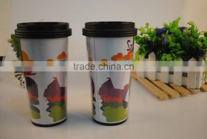 450ml BPA free PP plastic cup white coffee mug with lid
