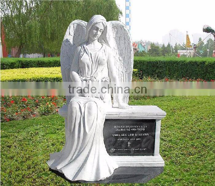 Stone carvings and sculptures hand carved white angel gardening marble for cemetery
