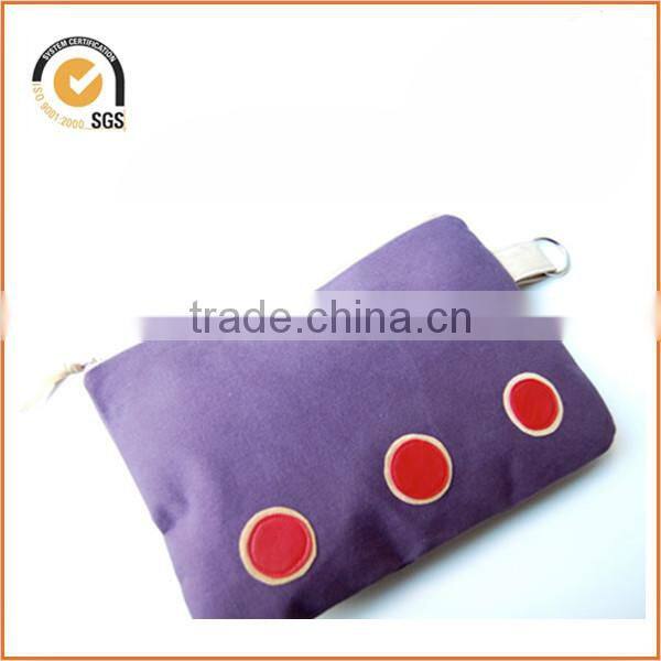 Blue and Black Brushed Twill Cotton Canvas Colorblocked Scalloped Edge Wristlet Zipper Pouch Clutch By Chiqun Dongguan CQ-H02012