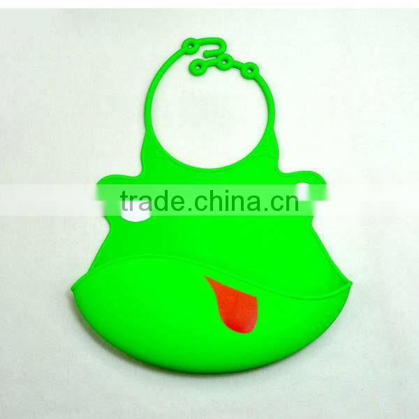 Waterproof Silicone baby Bibs with crumb catcher with animal shape bib