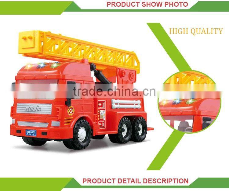 Hot selling friction inertia set plastic electric toy diecast fire trucks
