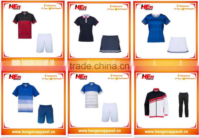 Latest high quality sexy tennis wear slim fit custom made /colorful stripe dress tennis set