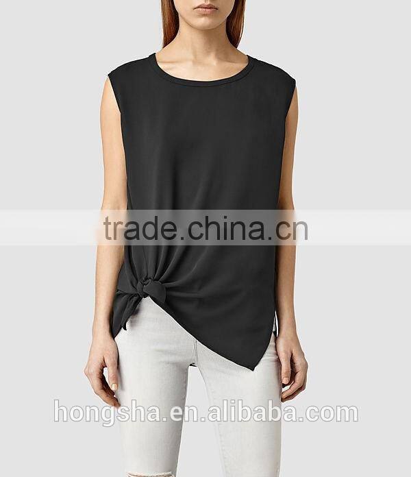 2016 Fashion Lightweight Knot Hemline Sleeveless Tank Top HST8036