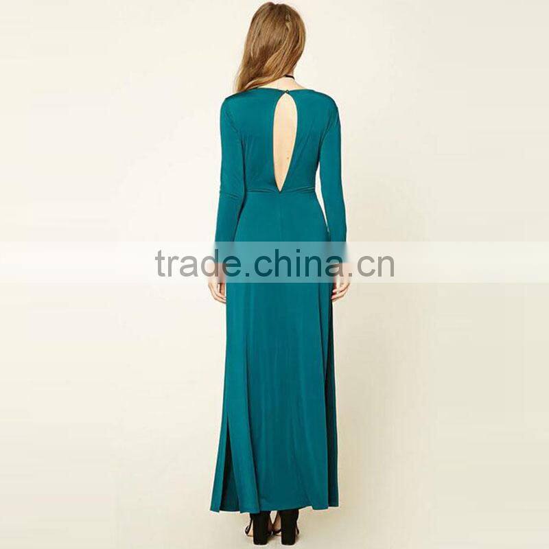 2017 Women Latest Round Neck Maxi Dresses Long Twist HSm9154