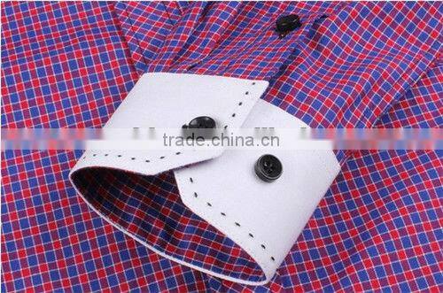 Slim fit shirt for man contrast button down collar checks shirts men