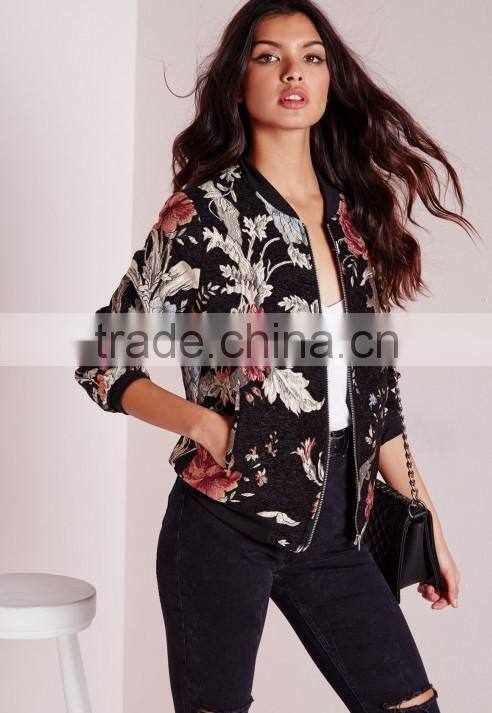 fashion women custom made printed sublimation bomber jacket