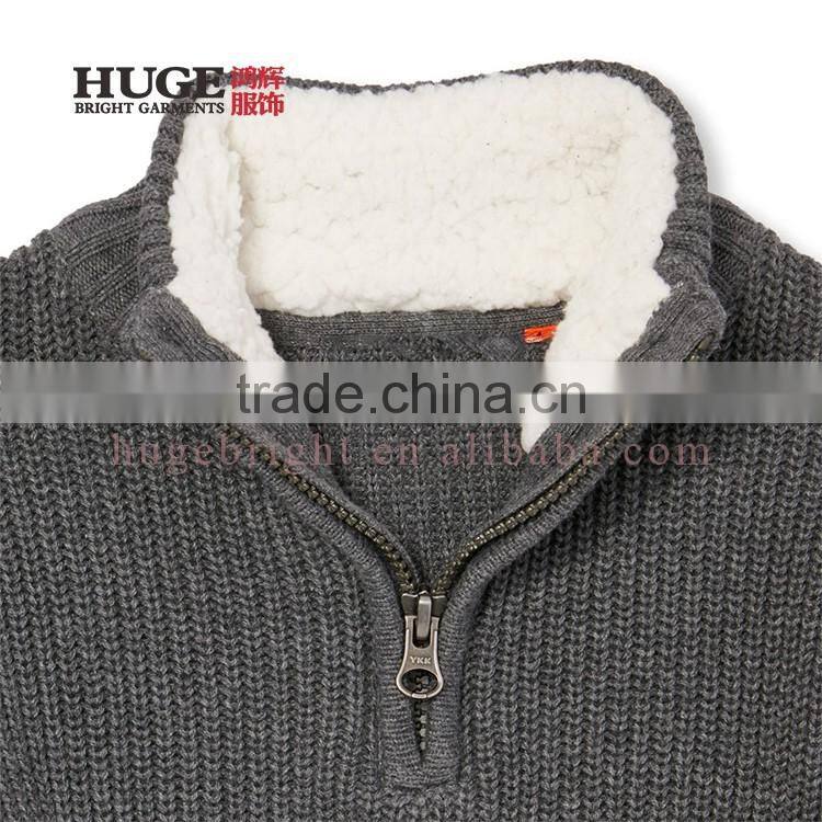 Round Neck 100% Cotton Half-Ziper Boys Knitted Sweater,Children Winter Sweaters