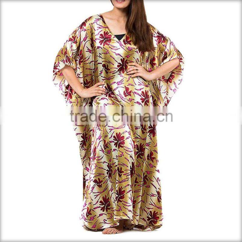 Indian Girls Kaftan Sexy Wear Poncho Fashionable Caftan Dress Poly Silk Girls Long Kaftan