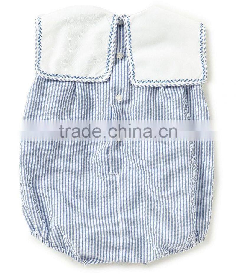 Wholesale newborn baby clothes for baby girl boutique seersucker bubble outfit baby ruffle romper