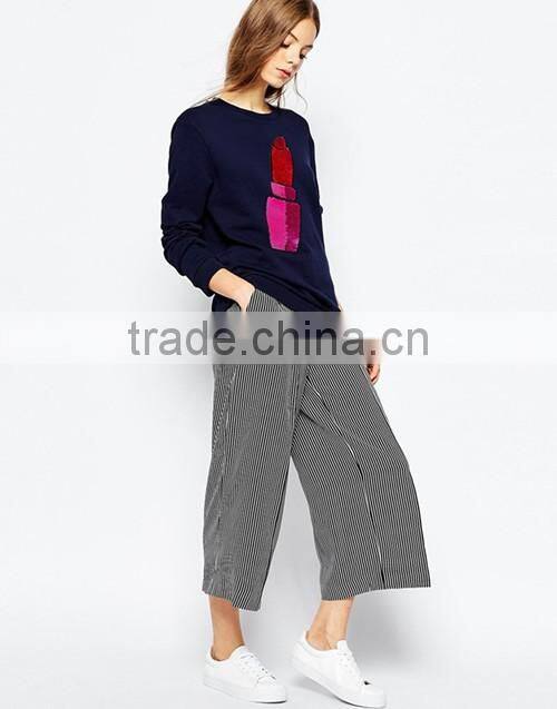 2016 newest women sequin lipstick sweatshirt wholesale custom