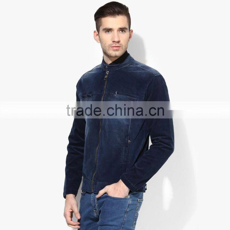 fashion denim import jacket with zipper and pocket wholesale dark blue