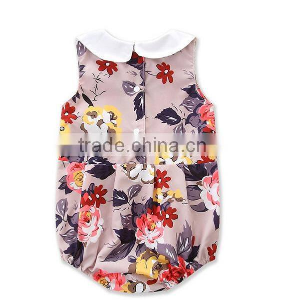 White Collar Bodysuit Vintage Black Floral Newborn Baby Clothes Romper Apparel