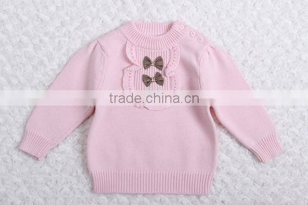 Korean style bowknot decorated pullover sweater girl cotton knitting clothing