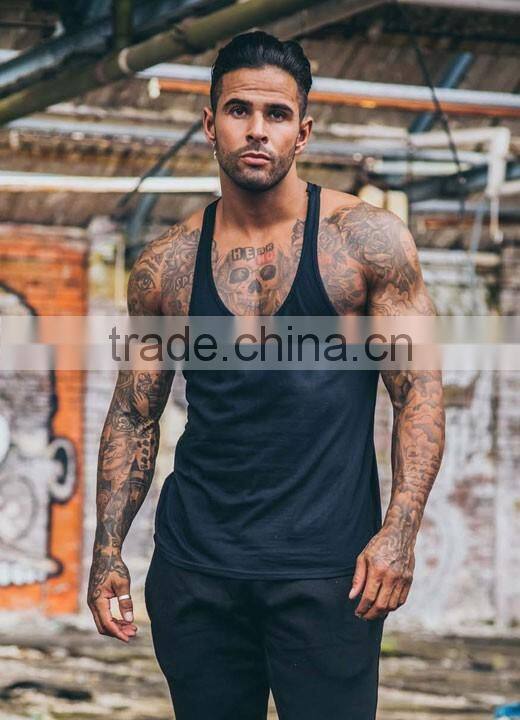 Mens plain stringer vest bodybuilding sports wear custom gym tank top