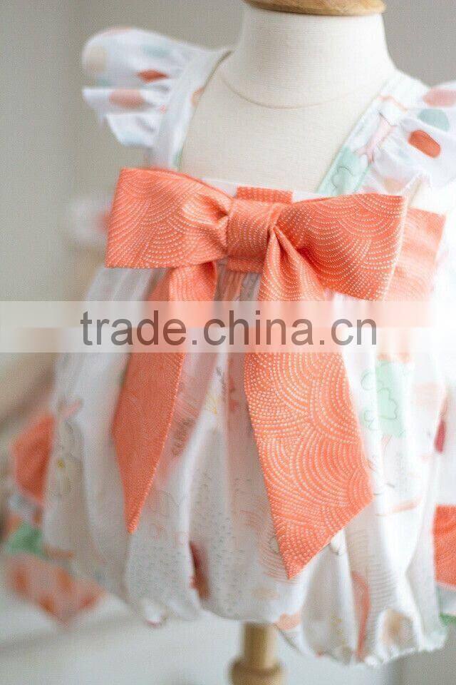 Newborn Baby Girls Clothing Kids Ruffle Printed Easter Bunny Bubble