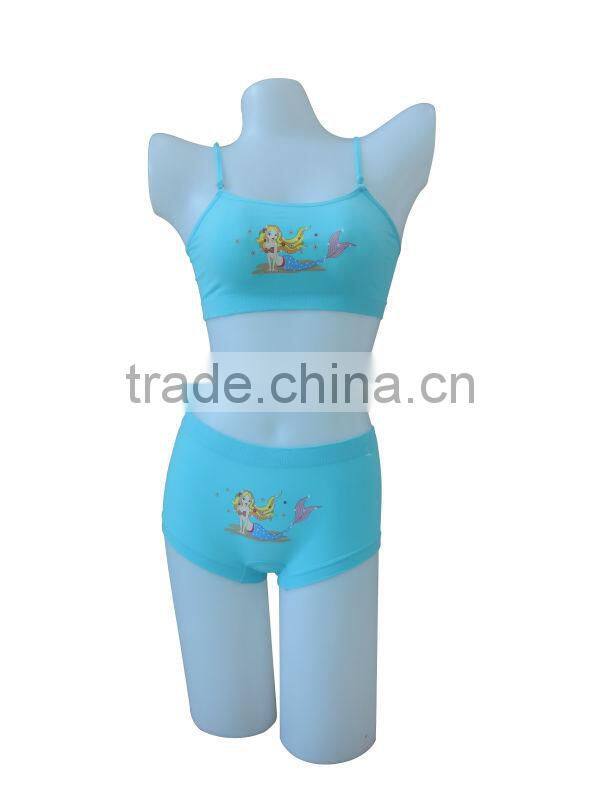 nice quality new style seamless girl's underwear girl's tank top & panty w/print