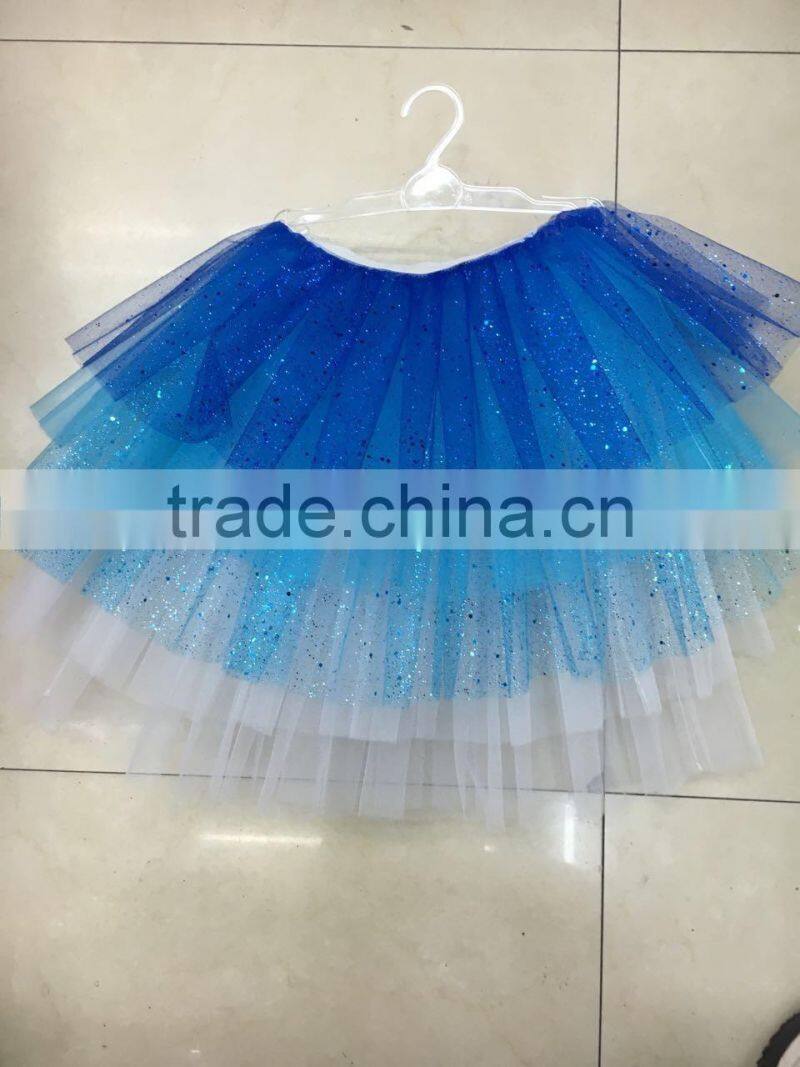 Ladies&children umbrella stylish skirt triple ruffles shining sparkle stage ballroom performance tutu skirt