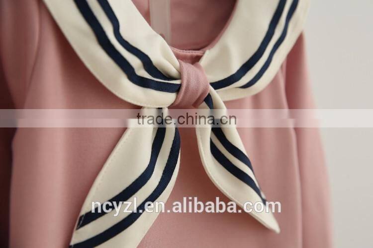 custom wholesale cute baby girl navy style children/baby long sleeve half dress