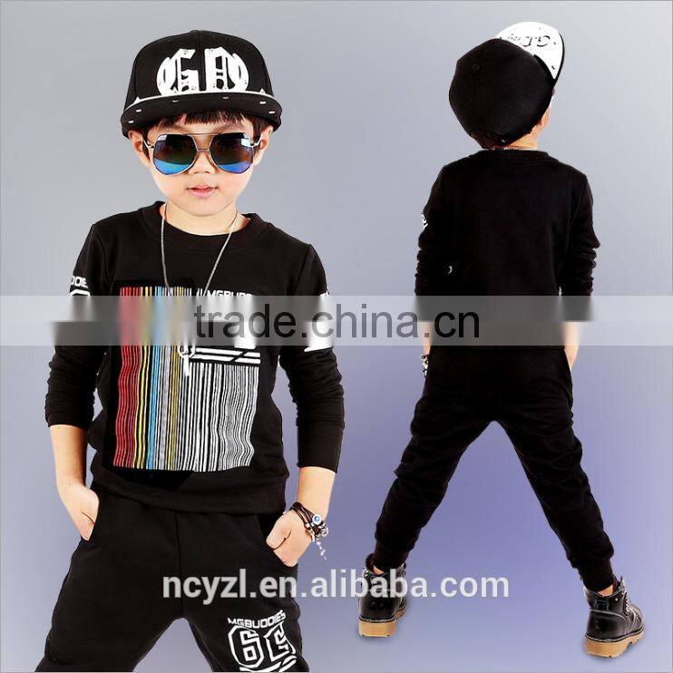 custom new style design cotton M L XXXXL hoodies and pants boys clothes sets
