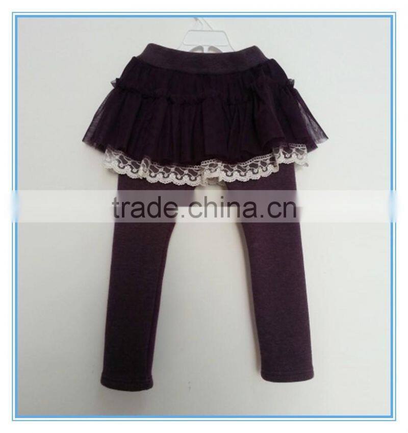 Girl leggings with skirt, children's boutique render skirts leggings, warm thick autumn and winter kid's lace skirted leggings,