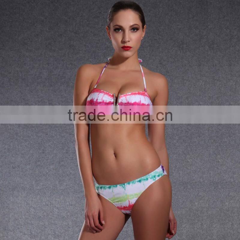 Women's Trangle Ruffle Bikini Swimwear with Movable Cup