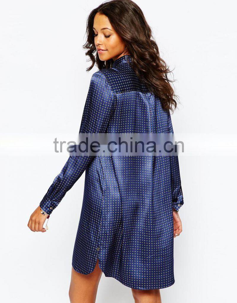 Relaxed fit point collar point collar print pajama fashion lady pajama