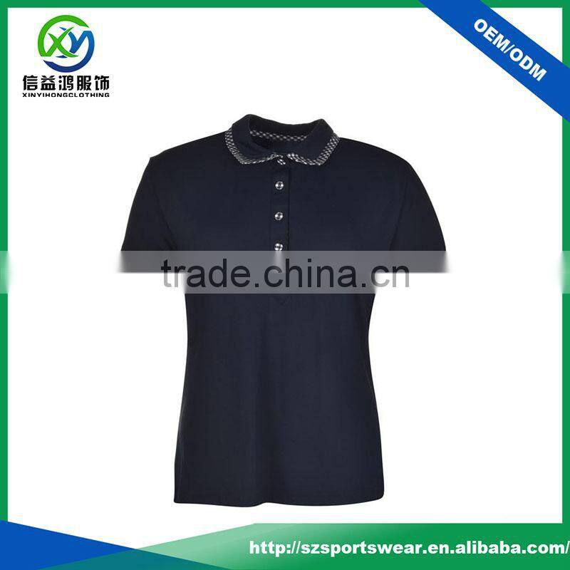2017 New design two collar 5 button OEM service women polo shirt