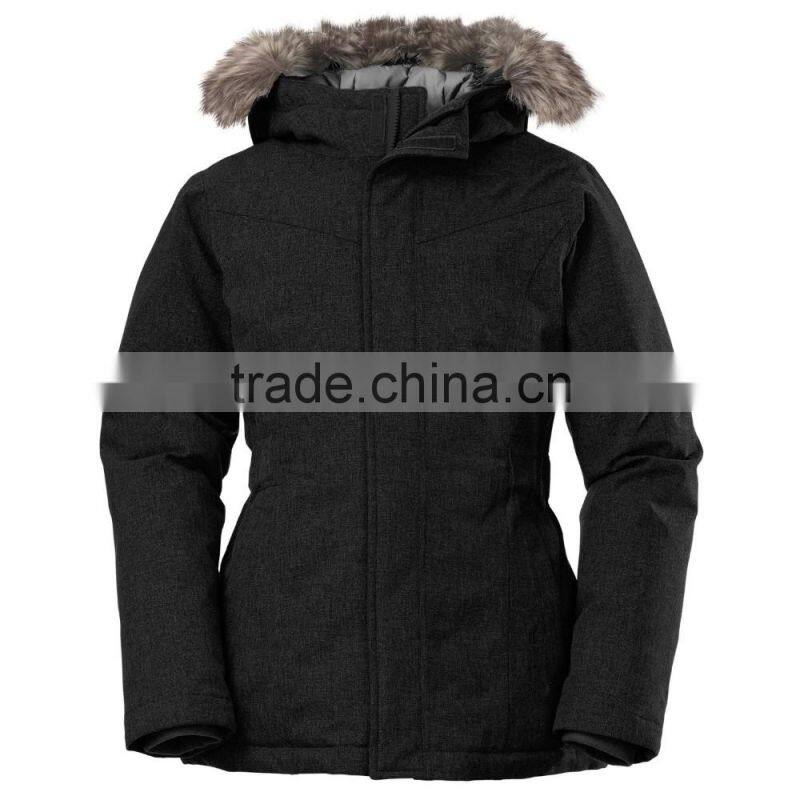 High Quality Waterproof Kids Faux Fur Parka with Snap Hand Pockets and Inset Elasticized Waistbelt