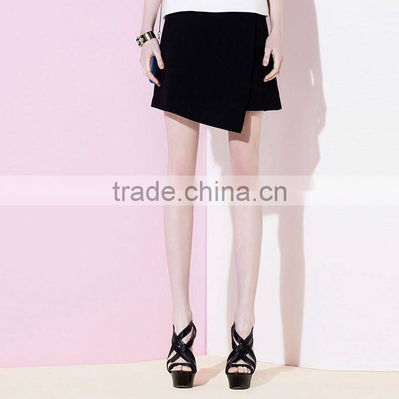 European streetwear mini tight black irregular A-line hip package skirt