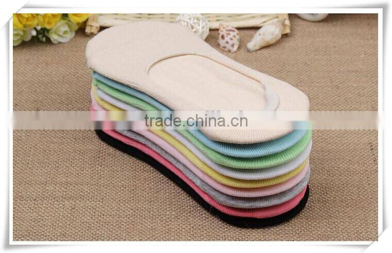 Fashion women summer candy color thin cotton ankle silicone non-slip sock