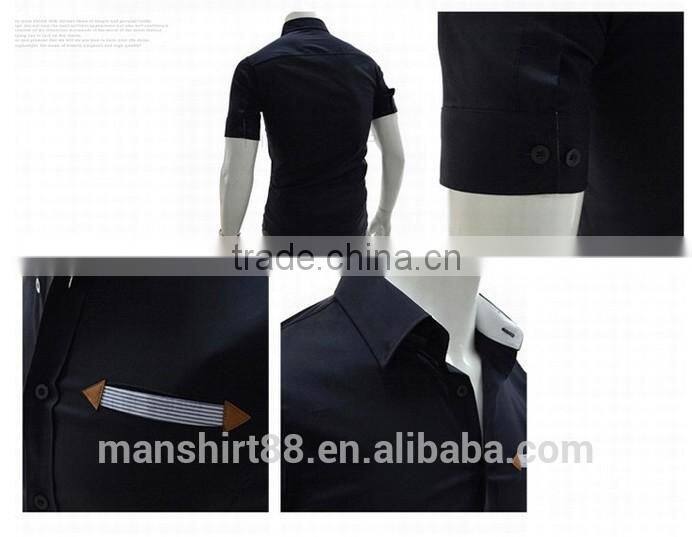 men's Slim Fit solid color short sleeve button downs casual shirt