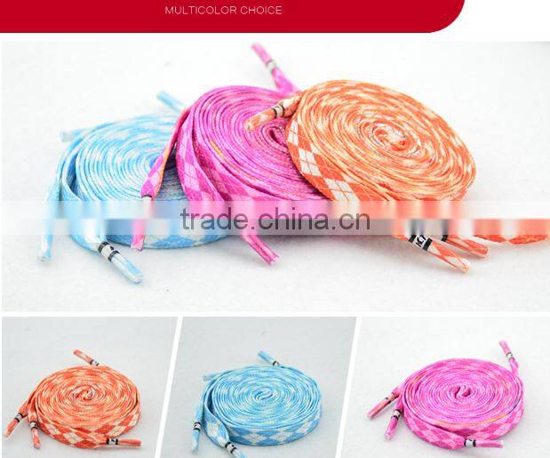 Wholesale wide flat round head colorful brick shoelace color rainbow white lace length customized