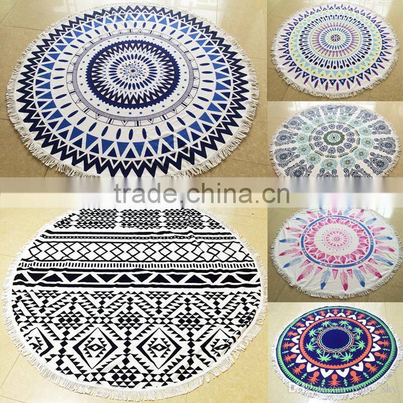 Custom Printed Round Digital Stamp High Quality 150CM Diameter Velour Beach Towel