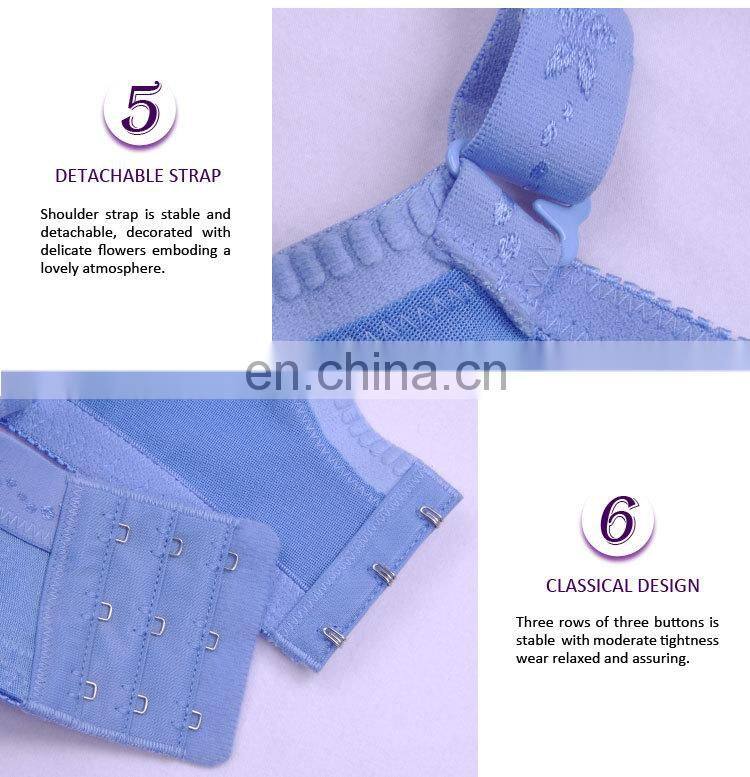 High Quality Fashion Fat Women Blue Brassiere